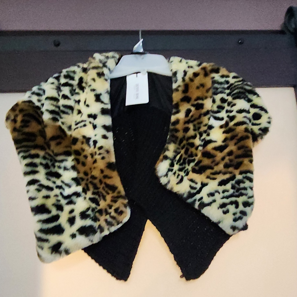 Italian Label Furry Collar Leopard Shrug Retro Rockabilly M - L? Denny Rose